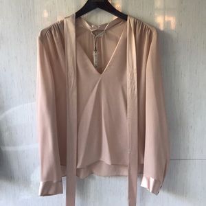 Alice & Olivia Peachy Pink Tuxedo Blouse